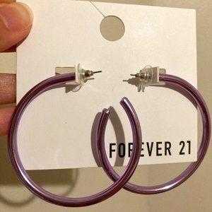 Forever 21 Open-End Purple Hoop Earrings
